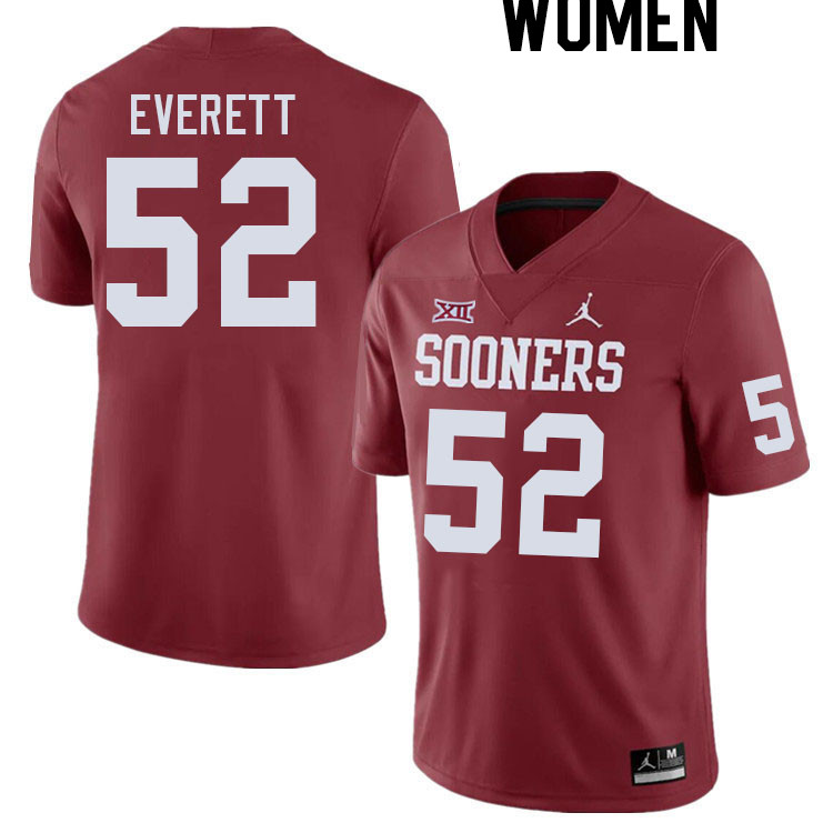 Women #52 Troy Everett Oklahoma Sooners College Football Jerseys Stitched Sale-Crimson